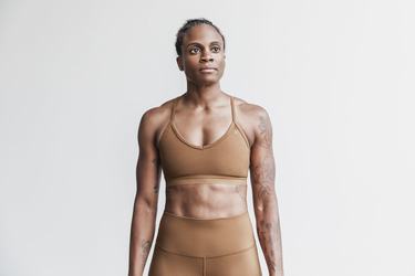 Nobull V-Neck Matte Women's Sports Bras Brown | Australia (UE8296)